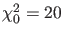 $\chi^2_0 = 20$